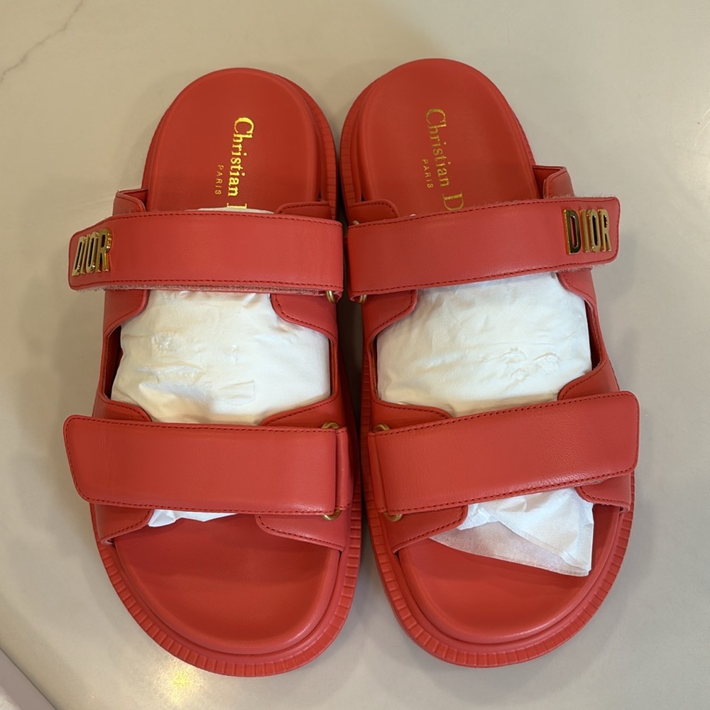 Christian Dior Dioract NWT pink coral dad chunky slides sandal 38.5